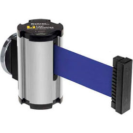 Lavi Industries 50-3010MG/SA/BL Lavi Industries Magnetic Retractable Belt Barrier, Satin Case W/10 Blue Belt image.