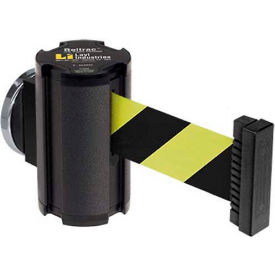Lavi Industries 50-3010MG/WB/SF Lavi Industries Magnetic Retractable Belt Barrier, Black Wrinkle Case W/10 Black/Yellow Belt image.