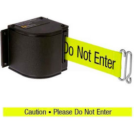 Lavi Industries 18/S6/QM/WB/SH Lavi Industries Warehouse Retractable Belt Barrier, Black W/18 Neon Yellow "Caution" Belt image.