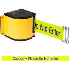 Lavi Industries 18/S6/QM/YL/SH Lavi Industries Warehouse Retractable Belt Barrier, Yellow Case W/18 Neon Yellow "Caution" Belt image.