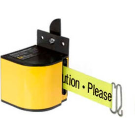 Lavi Industries 18/S6/FM/YL/SH Lavi Industries Warehouse Safety Retractable Belt Barrier, Yellow Case W/18 Neon Ylw "Caution" Belt image.