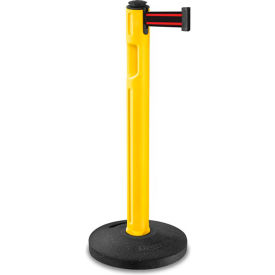 Lavi Industries 80-5000R/YL/BR Lavi Industries Tempest Retractable Belt Barrier, 38-1/4" Yellow Post, 12 Black/Red Yellow Belt image.