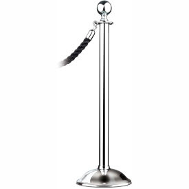 Lawrence Metal Prod. Inc 312T-1P-NOT Tensator Post Rope Safety Crowd Control Queue Stanchion Traditional Sphere, Polished Chrome image.