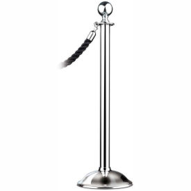 Lawrence Metal Prod. Inc 312T-1S-NOT Tensator Post Rope Safety Crowd Control Queue Stanchion Traditional Sphere, Satin Chrome image.