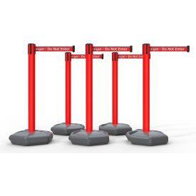 885 Outdoor Base Barrier Red Post, 13 'Red "Danger - Do Not Enter " Belt, 5/Pack view 2
