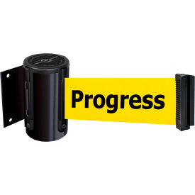 Lawrence Metal Prod. Inc 896-M-33-MAX-YC-D Tensabarrier® Magnetic Retractable Belt Barrier, Black Case W/13 Yellow "Cleaning" Belt image.