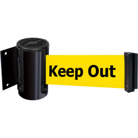 Lawrence Metal Prod. Inc 896-M-33-MAX-YD-D Tensabarrier® Magnetic Retractable Belt Barrier, Black Case W/13 Yellow "Danger" Belt image.