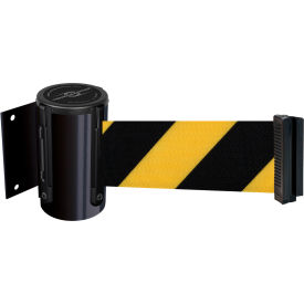 Lawrence Metal Prod. Inc 896-M-33-STD--D4-D Tensabarrier® Magnetic Retractable Belt Barrier, Black Case W/7-1/2 Black/Yellow Belt image.