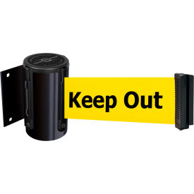 Lawrence Metal Prod. Inc 896-M-33-STD-YD-D Tensabarrier® Magnetic Retractable Belt Barrier, Black Case W/7-1/2 Yellow "Danger" Belt image.