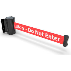 Magnetic Mini Wall Mount Black Barrier w/7-1/2' Red "Caution - Do Not Enter" Belt view 2