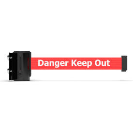 Magnetic Mini Wall Mounted Black Barrier with 7-1/2' Red "Danger - Keep Out" Belt view 2