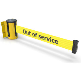 Magnetic Mini Wall Mounted Yellow Barrier w/7-1/2' Yellow "Out of Service" Belt view 2