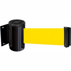 Lawrence Metal Prod. Inc 896-STD-33-STD-NO-Y5X-C Tensabarrier® Wall Mount Retractable Belt Barrier, Black Case W/7-1/2 Yellow Belt image.