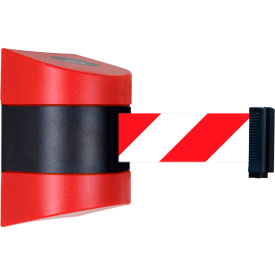 Lawrence Metal Prod. Inc 897-15-M-21-D3-D Tensabarrier® Magnetic Retractable Belt Barrier, Red Case W/15 Red/White Belt image.