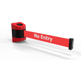 Magnetic Wall Mounted Red Barrier with 15' Red "No Entry" Belt view 2