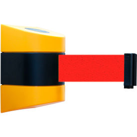 Lawrence Metal Prod. Inc 897-15-M-35-R5-D Tensabarrier® Magnetic Retractable Belt Barrier, Yellow Case W/15 Red Belt image.