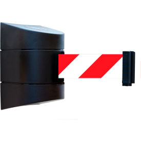 Standard Wall Mounted Black Barrier with 15' Red/White Chevron Belt view 2