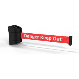 Standard Wall Mounted Black Barrier with 15' Red "Danger - Keep Out" Belt view 2