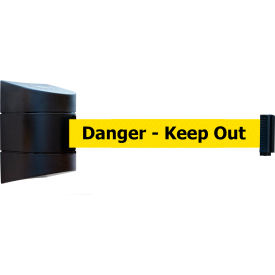 Standard Wall Mounted Black Barrier with 15' Yellow "Danger - Keep Out" Belt view 2