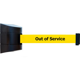 Standard Wall Mounted Black Barrier with 15' Yellow "Out of Service" Belt view 2