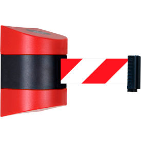 Lawrence Metal Prod. Inc 897-24-M-21-D3-D Tensabarrier® Magnetic Retractable Belt Barrier, Red Case W/24 Red/White Belt image.