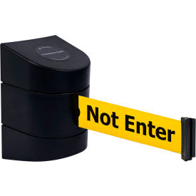 Lawrence Metal Prod. Inc 897-24-M-33-NO-YAX-D Tensabarrier Magnetic Wall Mount Retractable Belt Barrier, Black Case with 24 Yellow "Caution" Belt image.