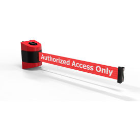 Magnetic Wall Mounted Red Barrier with 30' Red "Authorized Access Only" Belt view 2