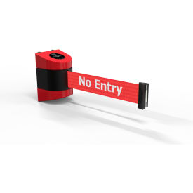 Magnetic Wall Mounted Red Barrier with 30' Red "No Entry" Belt view 2