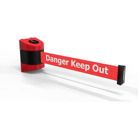 Magnetic Wall Mounted Red Barrier with 30' Red "Danger - Keep Out" Belt view 2