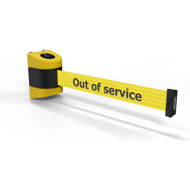 Magnetic Wall Mounted Yellow Barrier with 30' Yellow "Out of Service" Belt view 2