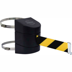 Lawrence Metal Prod. Inc 897-30-C-33-NO-D4X-A Tensabarrier® Warehouse Retractable Belt Barrier, Black Case W/30 Black/Yellow Belt image.