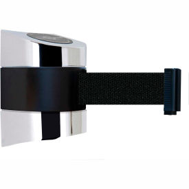 Lawrence Metal Prod. Inc 897-30-S-1P-NO-B9X-C Tensabarrier® Wall Mount Retractable Belt Barrier, Chrome Case W/30 Black Belt image.