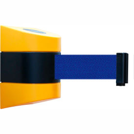 Lawrence Metal Prod. Inc 897-24-S-35-NO-L5X-C Tensabarrier® Wall Mount Retractable Belt Barrier, Yellow Case W/24 Blue Belt image.