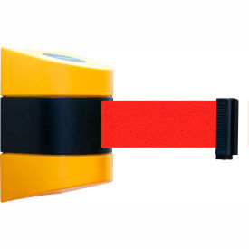 Lawrence Metal Prod. Inc 897-24-S-35-NO-R5X-C Tensabarrier® Wall Mount Retractable Belt Barrier, Yellow Case W/24 Red Belt image.