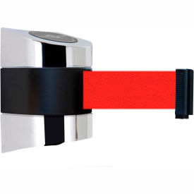 Lawrence Metal Prod. Inc 897-15-S-1P-NO-R5X-C Tensabarrier® Wall Mount Retractable Belt Barrier, Chrome Case W/15 Red Belt image.