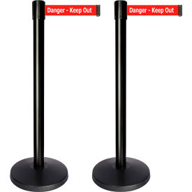 QPLUS Black Post, 10' Red "Danger - Keep Out" Belt, Pack of 2 view 2