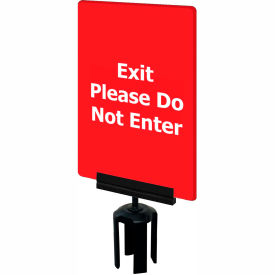 Lawrence Metal Prod. Inc SIGN-HDFR-0711-250-21-V-S03 Tensabarrier® Acrylic Sign, "Exit Please Do Not Enter", 7"Wx11"H, Red/White image.