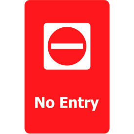 Lawrence Metal Prod. Inc SIGN-0711-250-21-V-S14 Tensabarrier® Acrylic Sign, "No Entry", 7"Wx11"H, Red/White image.