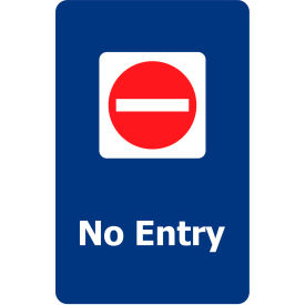Lawrence Metal Prod. Inc SIGN-0711-250-23-V-S14 Tensabarrier® Classic Acrylic Sign, "No Entry", 7"Wx11"H, Blue/White image.