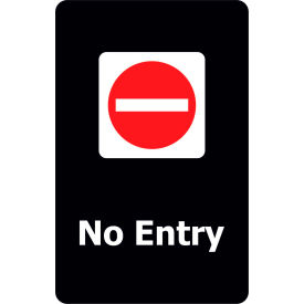 Lawrence Metal Prod. Inc SIGN-0711-250-33-V-S14 Tensabarrier® Classic Acrylic Sign, "No Entry", 7"Wx11"H, Black/White image.