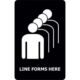 Lawrence Metal Prod. Inc SIGN-0711-250-33-V-S17 Tensabarrier® Classic Acrylic Sign, "Line Forms Here", 7"Wx11"H, Black/White image.