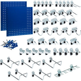 Triton Products 24"W x 24"H Blue Steel Square Hole Pegboard w/ 46 pc LocHooks