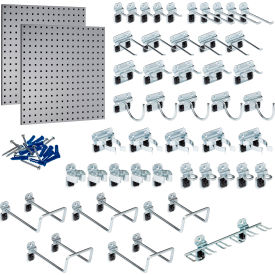 Triton Products® LocBoard Pegboard & LocHook Assortment 24"W x 9/16"D x 24"H Gray Pack of 48
