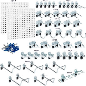 Triton Products 24"W x 24"H White Steel Square Hole Pegboard w/ 46 pc LocHooks