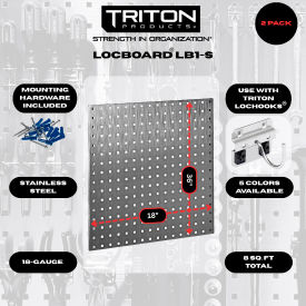 Triton Products® LocBoard® Square Hole Pegboard 24"W x 9/16"D x 24"H Silver Pack of 2
