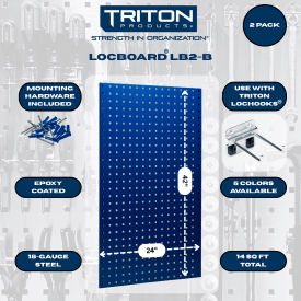 Triton Products 24"W x 42"H Blue Epoxy Square Hole Pegboards w/ Mounting Hardware