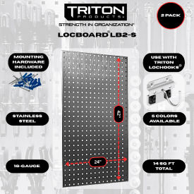 Triton Products 24"W x 42"H Stainless Steel Square Hole Pegboards w/ Mounting Hardware