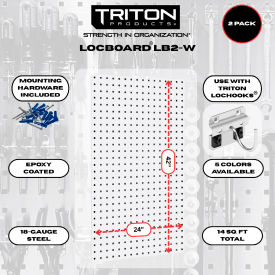 Triton Products 24"W x 42"H White Epoxy Steel Square Hole Pegboards w/ Mounting Hardware