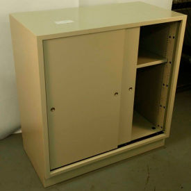 Fenco 231-B Fenco Teller Pedestal Cabinet 231-B - Sliding Doors 36"W x 19"D x 38-1/2"H Black image.