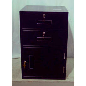 Fenco 604L-B Fenco Lowboy Teller Pedestal Cabinet 604L-B - 2 Drawers Left Hinged Door 18" x 19" x 27-7/8" Black image.